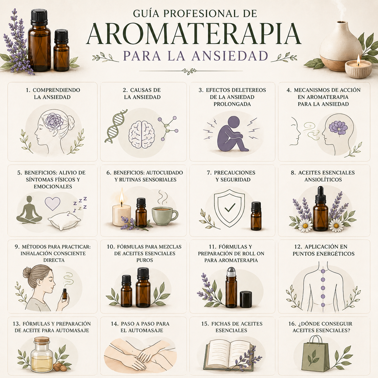 Aromas que calman: guía profesional de aromaterapia para la ansiedad